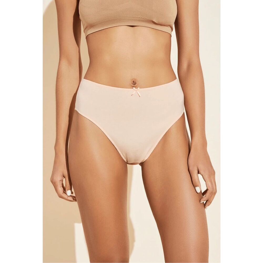 Eberjey NWT Pima Cotton Goddess Stretch High Waist Brief Panty Buff Small/Medium